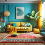 Yellow and blue color combination for room.